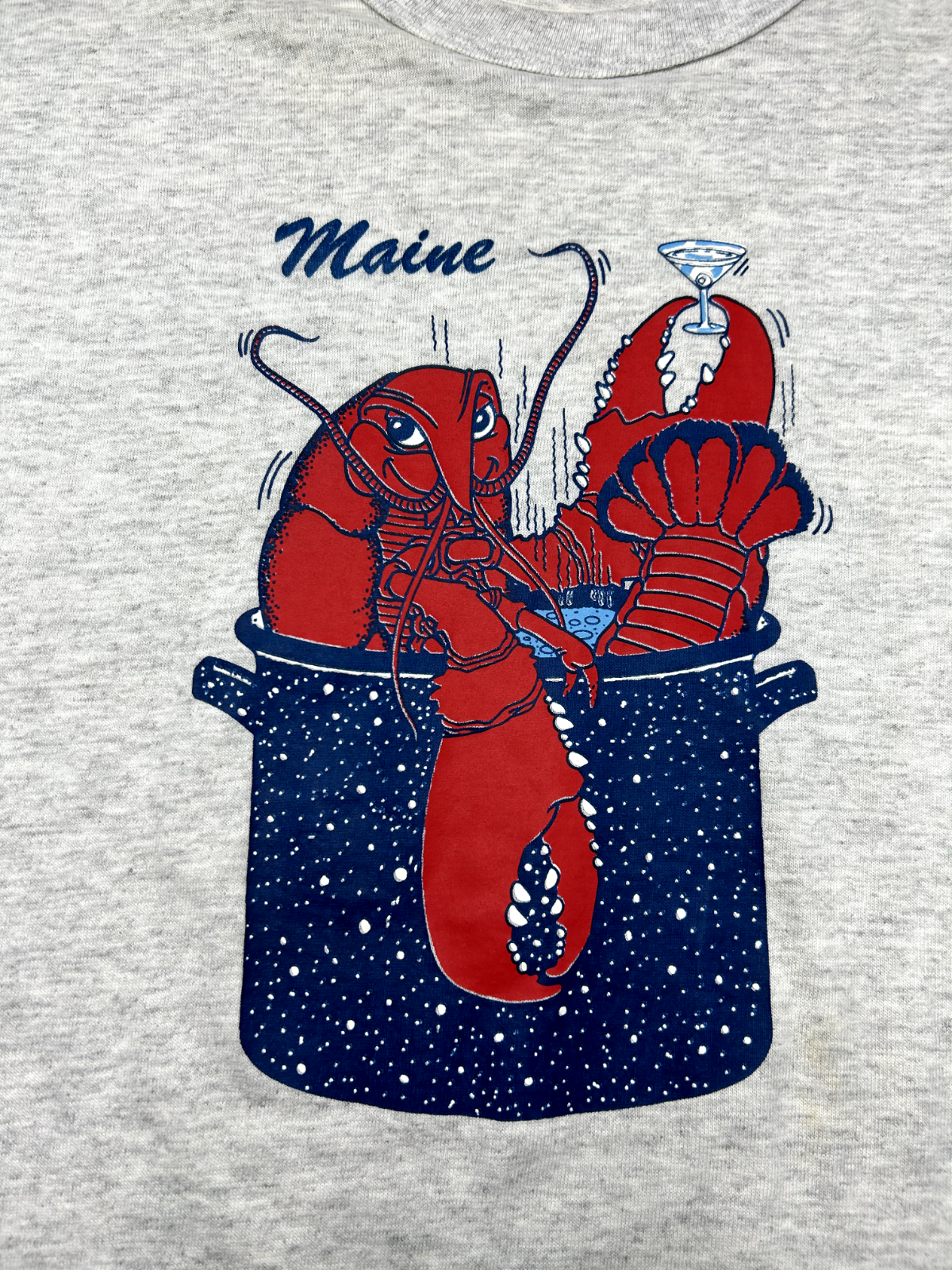 Vintage 80s/90s Maine Lobster Graphic Destination T-Shirt Size XL Gray