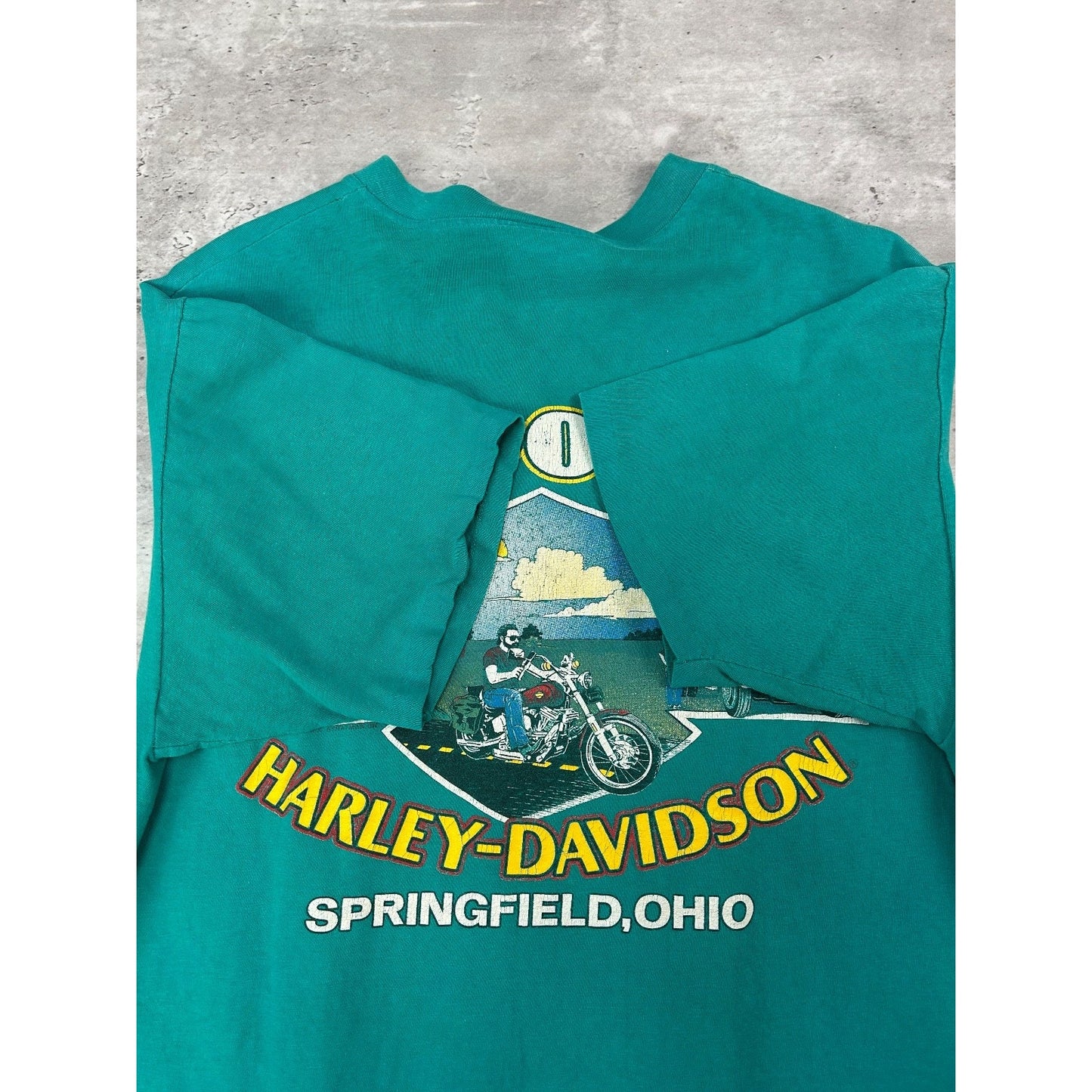 Vintage 90s Harley Davidson Floral Classic Logo Graphic 1/4 Button T-Shirt Sz L