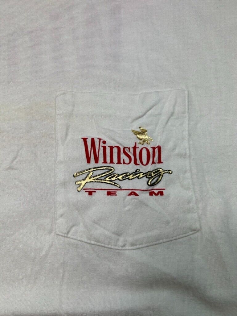 Vintage 1992 Winston Racing Team Nascar Graphic Pocket T-Shirt Size XL White