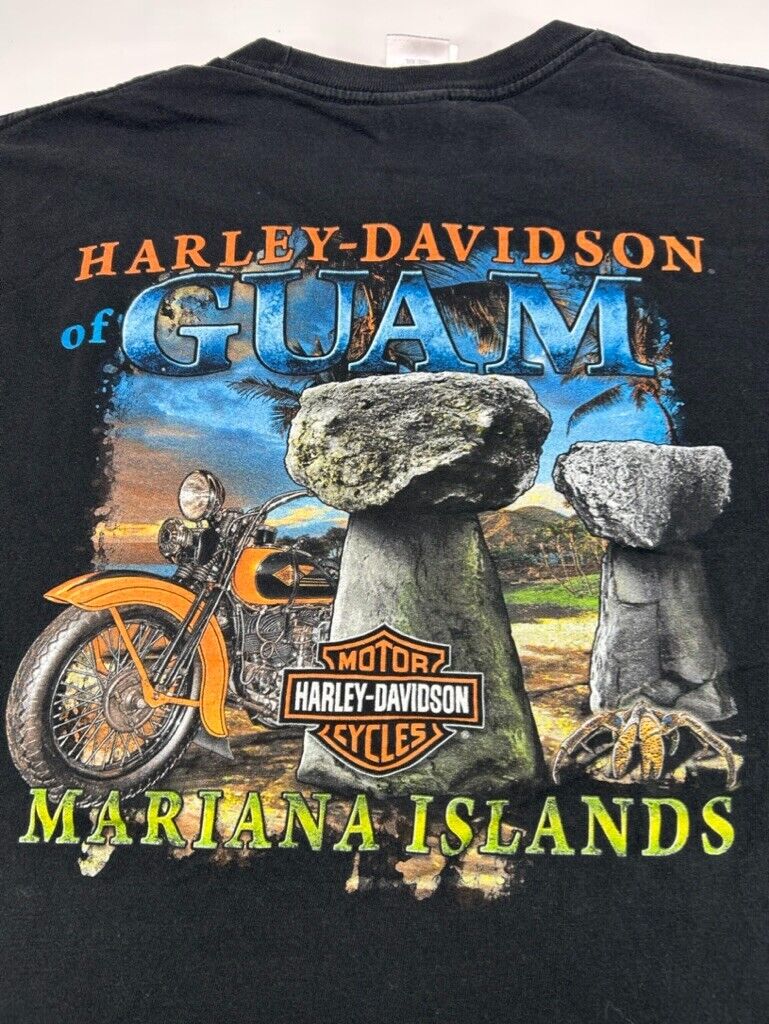 Harley Davidson Mariana Islands Graphic Spellout T-Shirt Size 2XL Black