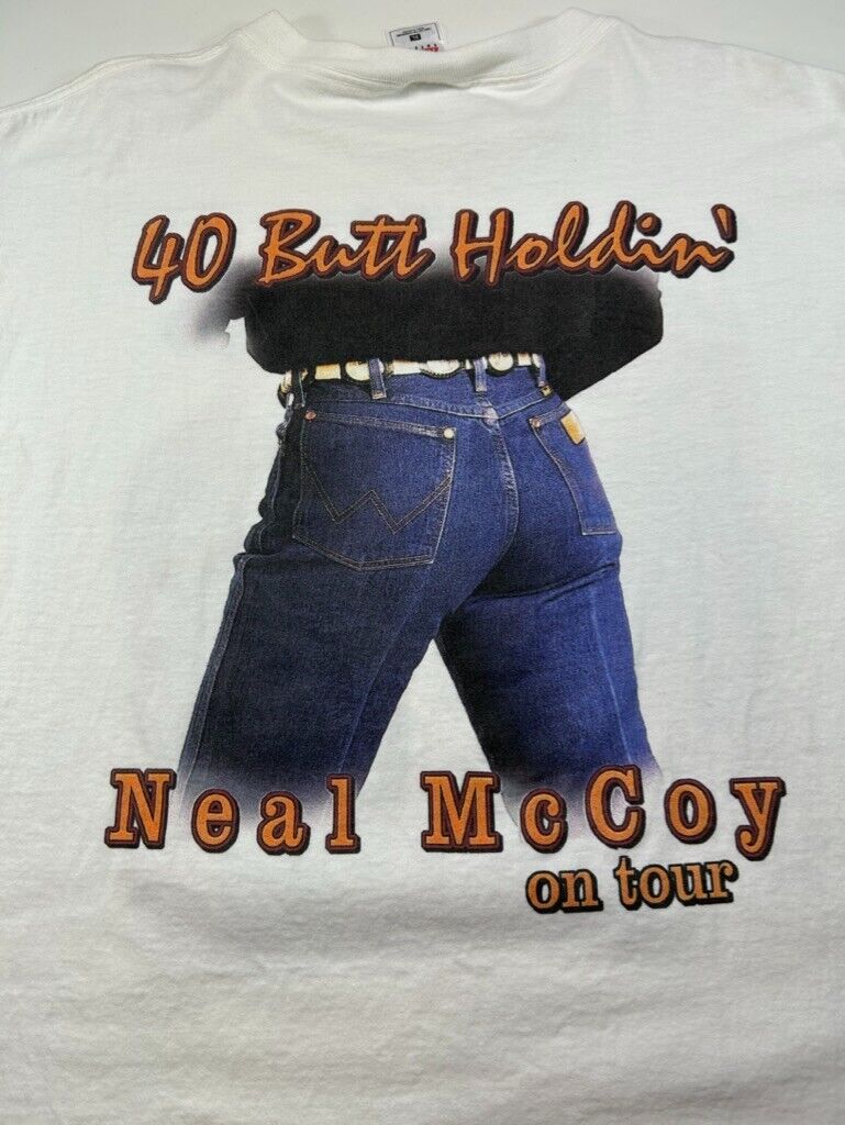 Vintage 90s Neal McCoy 40 Butt Holdin' Country Music Graphic T-Shirt Size XL