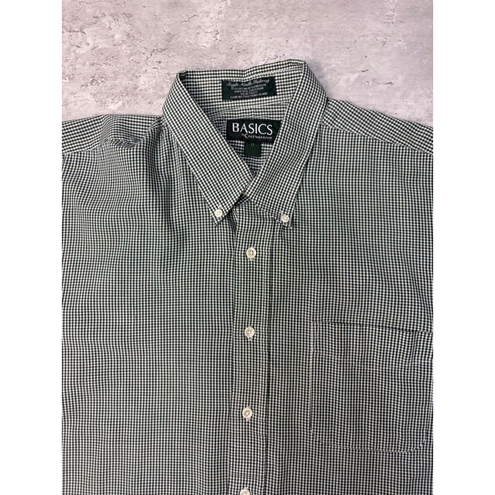 Croft & Barrow Basics Single Pocket Plaid Reworked Cropped Button Up Shirt Sz XL