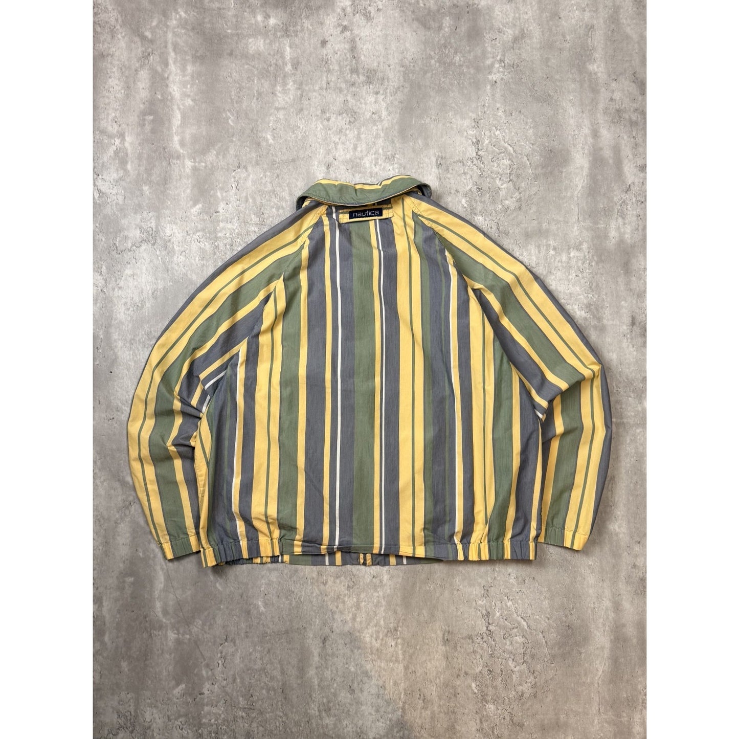 Vintage Nautica Embroidered Logo Striped Harrington Jacket Size Medium