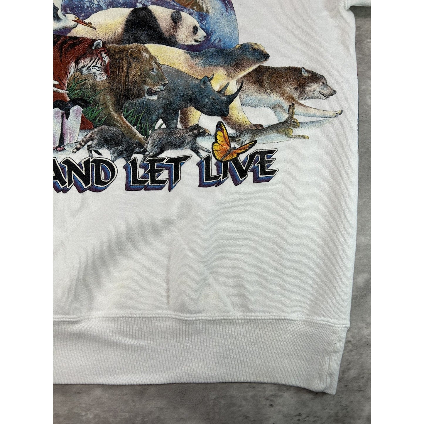 Vintage 90s Live And Let Live Nature Animal Graphic Sweatshirt Size Large