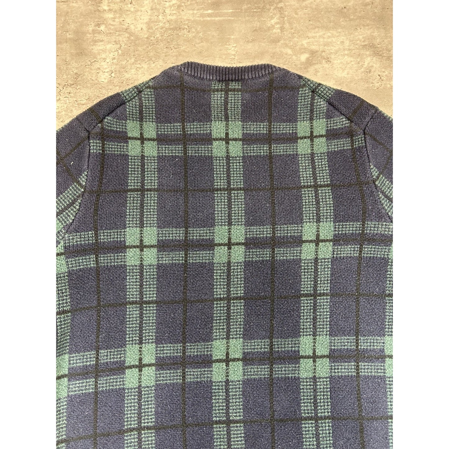 Vintage 90s Jos. A. Bank Plaid Print Pullover Ribbed Knit Sweater Size Large