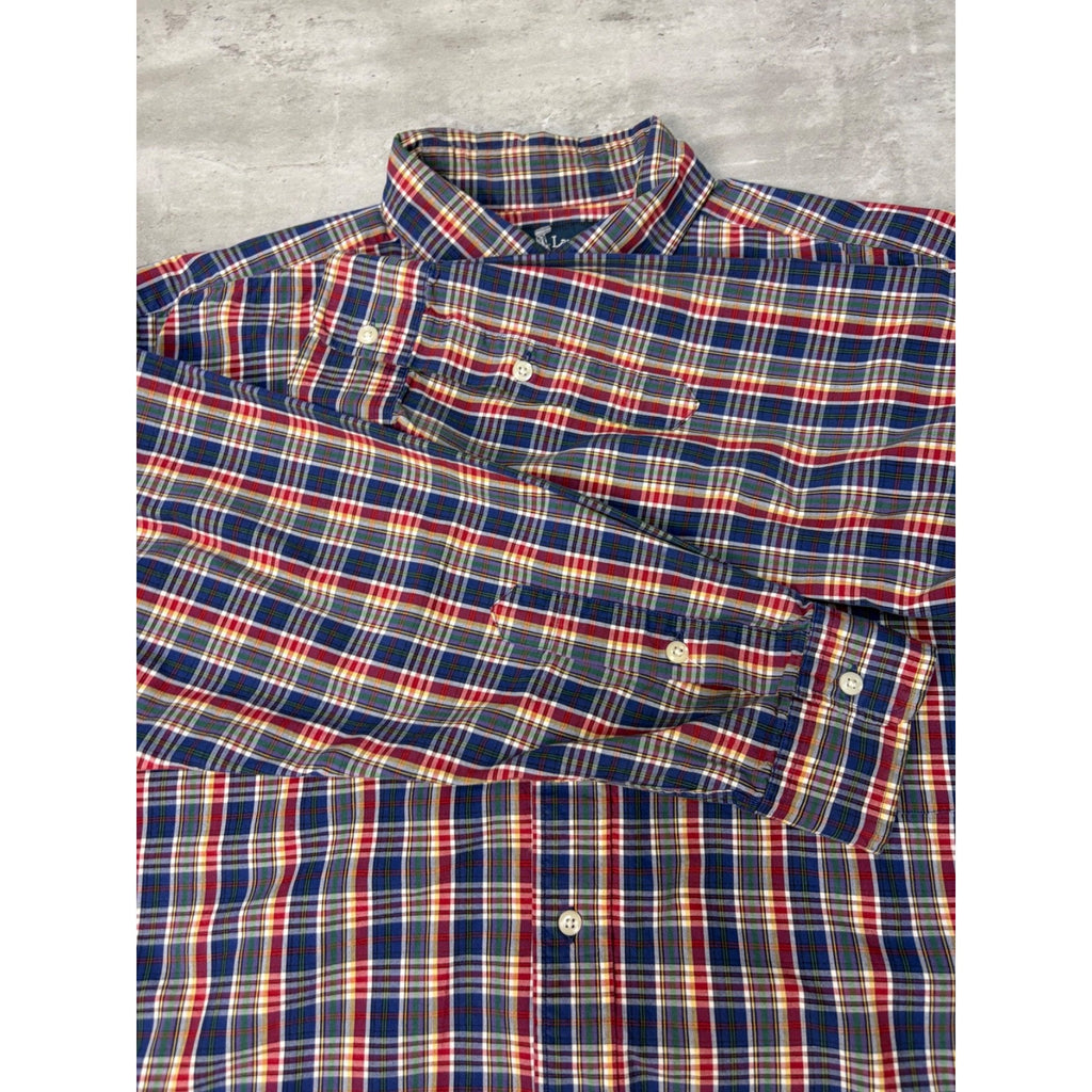 Vintage Polo Ralph Lauren Plaid Print Embroidered Pony Button Up Shirt Sz Large