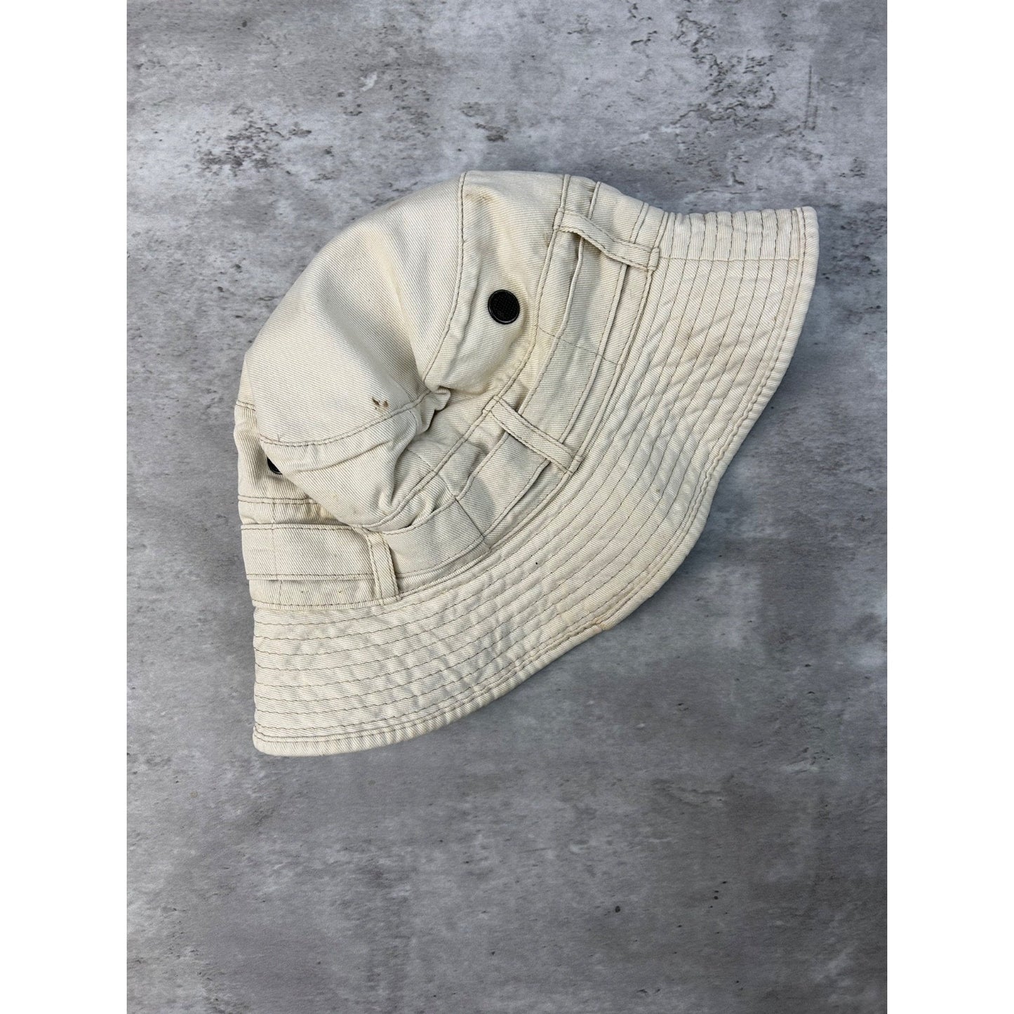 Vintage 90s Eddie Bauer Beige Canvas Fishing Bucket Hat OSFA