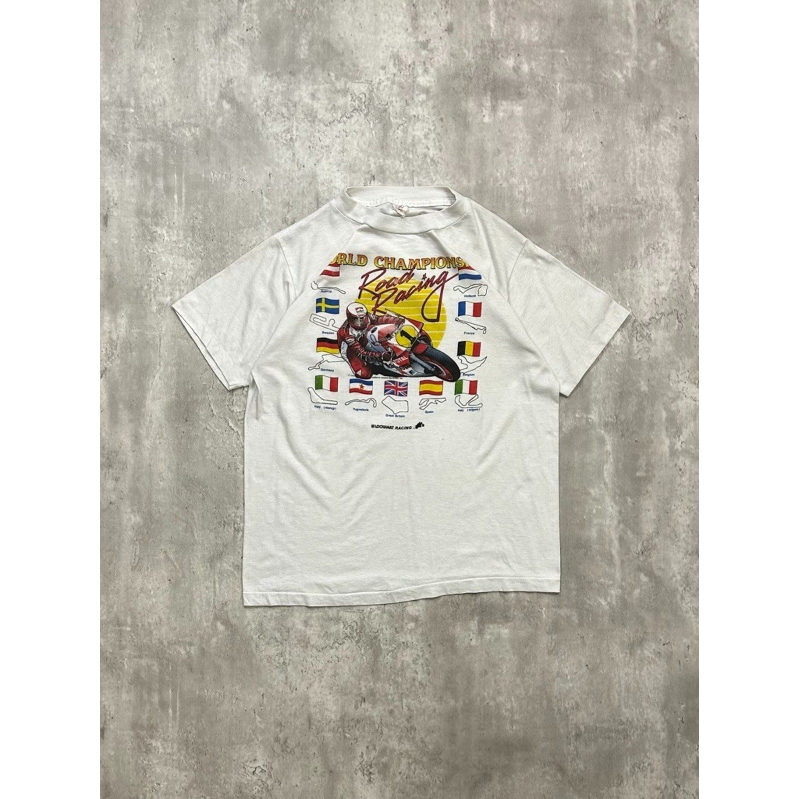 Vintage 90s Road Racing World Champion Motorcycle Graphic T-Shirt Size Medium