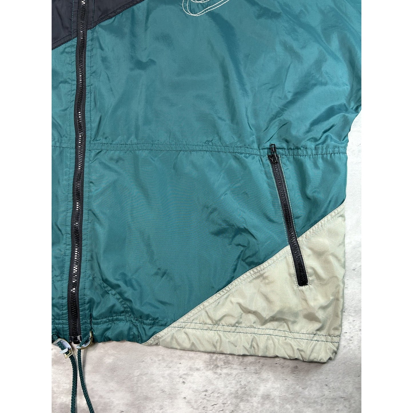 Vintage 90s Nike Embroidered 3D Swoosh Nylon Windbreaker Jacket Size 2XL