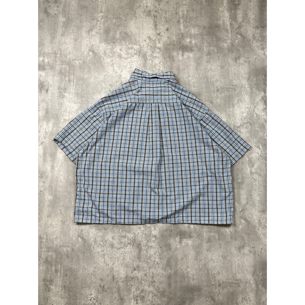 Vintage St. Johns Bay Single Pocket Plaid Cropped Button Up Shirt Size XL