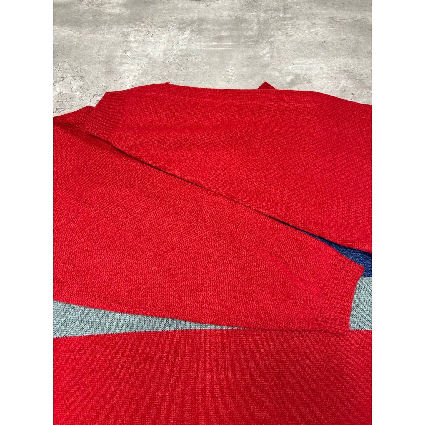 Vintage Y2K Clench Denim Company Pullover Knit Sweater Size XL Red