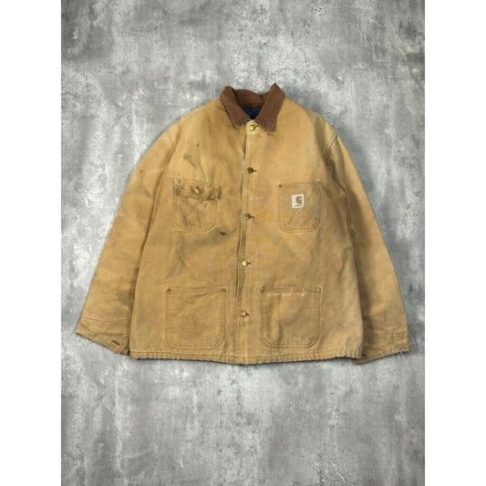 Vintage 90s Carhartt Blanket Lined Canvas Workwear Chore Jacket Size XL