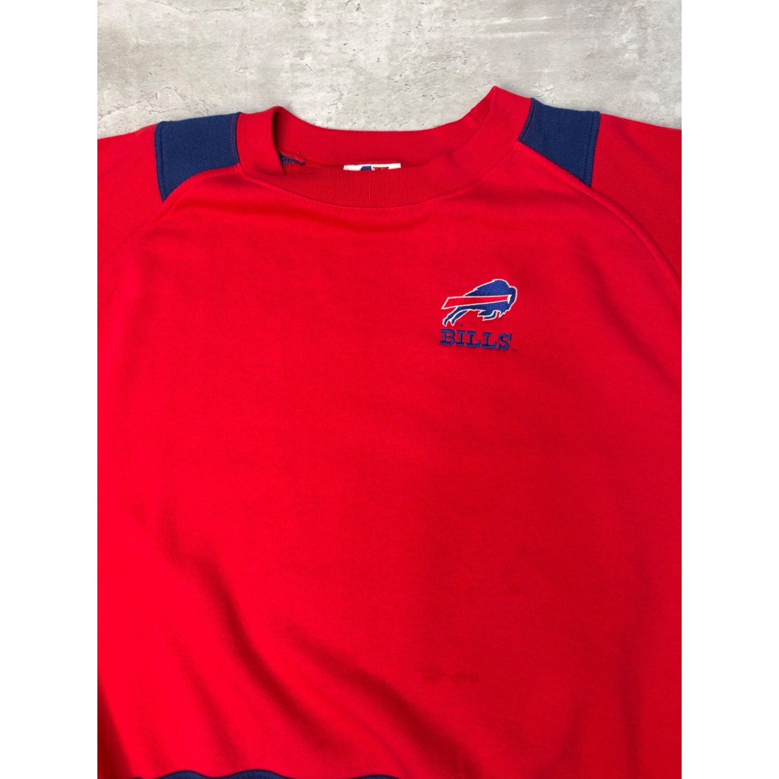 VTG 80s Buffalo Bills NFL Embroidered Logo Spellout Crewneck Sweatshirt Sz Large