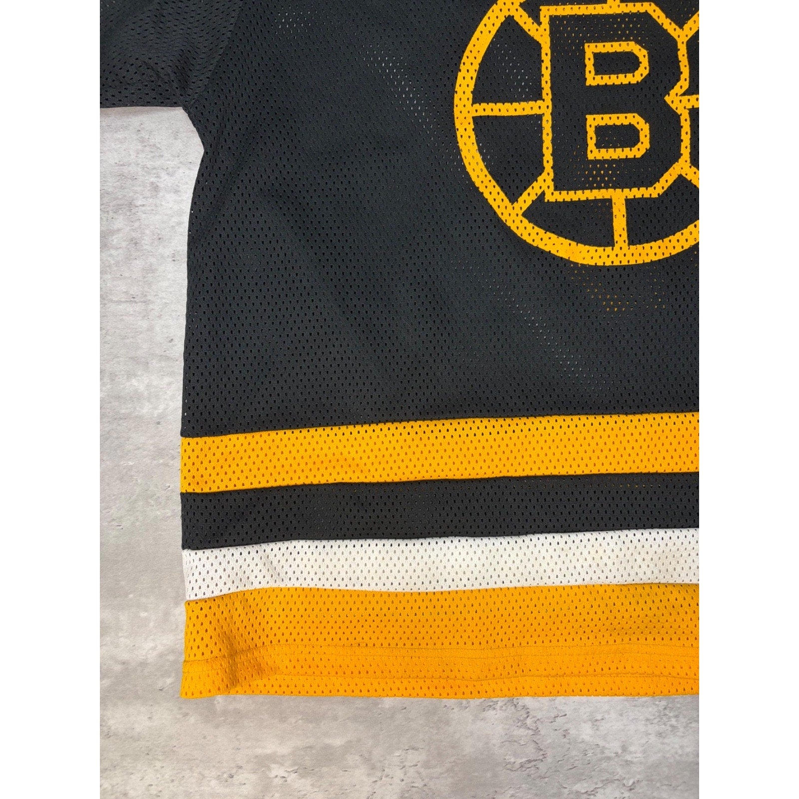 Vintage 90s Boston Bruins #5 NHL Graphic Logo Hockey Jersey Size XL