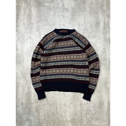 Vintage 80s/90s Chaps Ralph Lauren Geometric Striped Knit Sweater Size Large