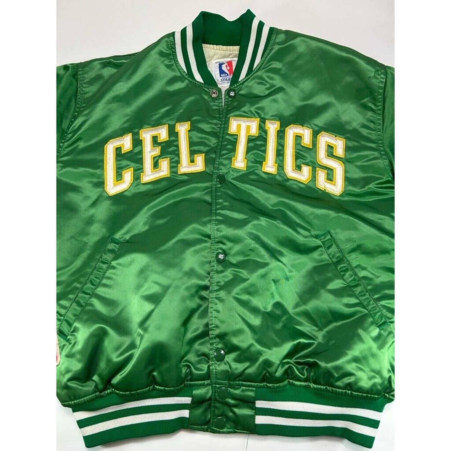 Vintage 80s Boston Celtics NBA Embroidered Starter Varsity Jacket Size Large