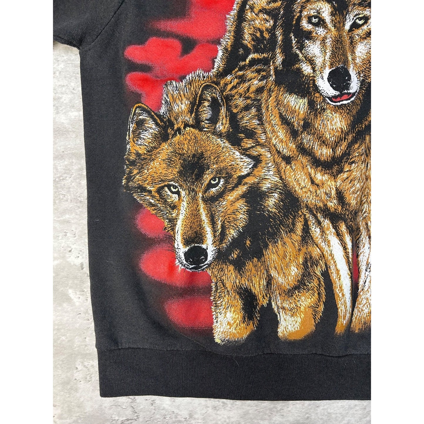 Vintage 90s 90s Wolf Wildlife Nature Animal Big Graphic Sweatshirt Size Large