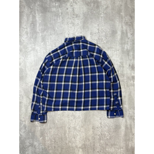 Vintage Chaps Ralph Lauren Plaid Reworked Cropped Button Up Shirt Size Large