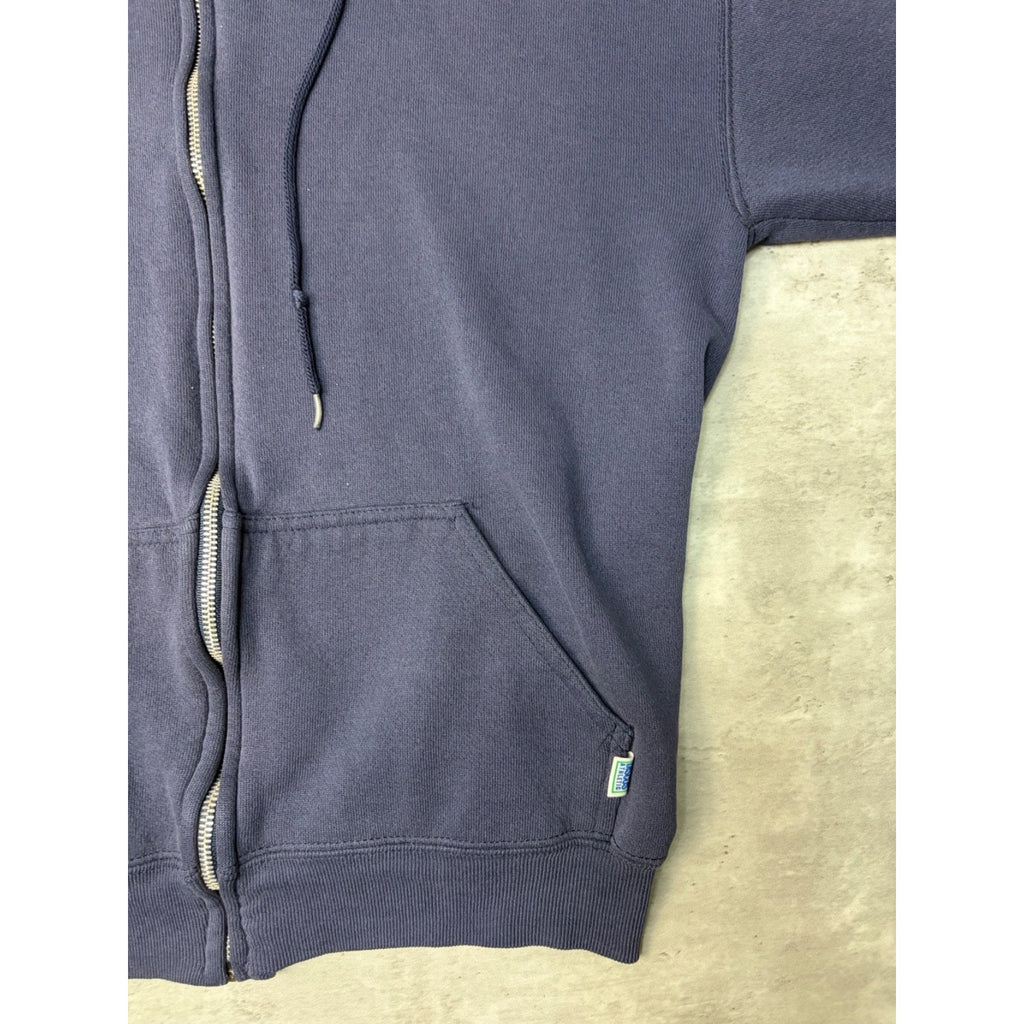 Vintage 90s Discus Athletic Blank Full Zip Navy Hooded Sweatshirt Size Medium
