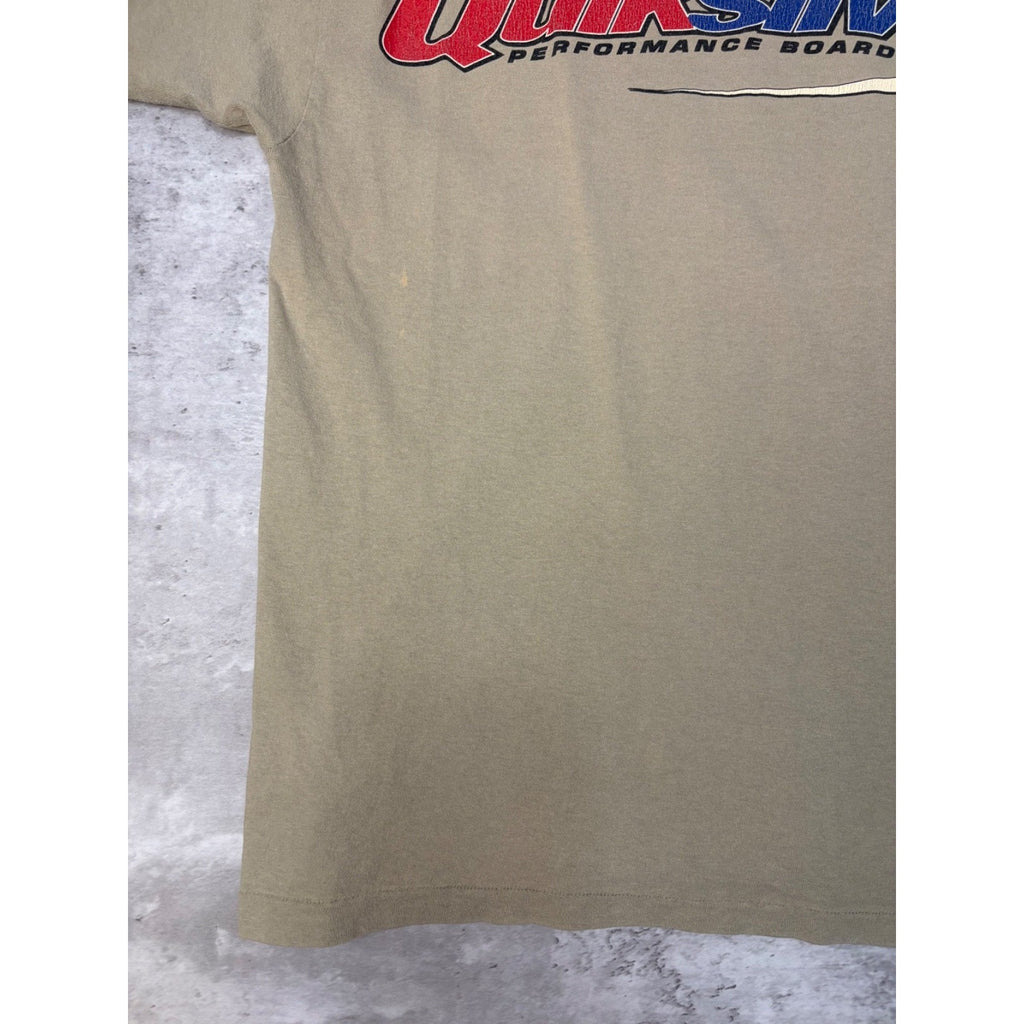 Vintage Y2K Quiksilver Advanced Boarding Two Tone Spellout Logo T-Shirt Sz Large