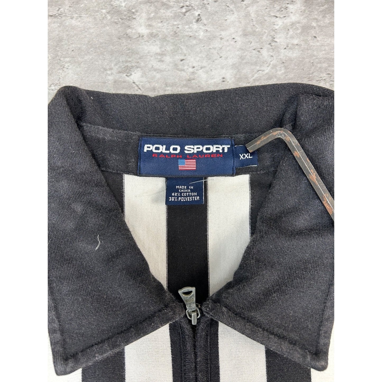 Vintage 90s Polo Sport Embroidered Crest Striped 1/4 Zip Button Up Shirt Sz 2XL