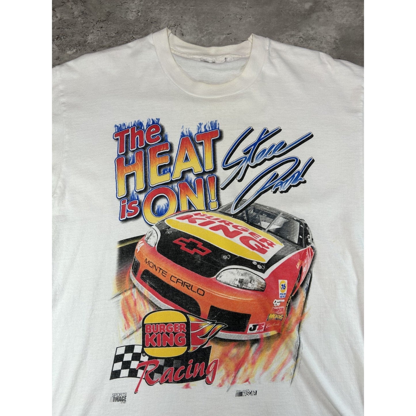 Vintage 1997 Steve Park #14 Nascar The Heat Is On Burger King T-Shirt Size Large