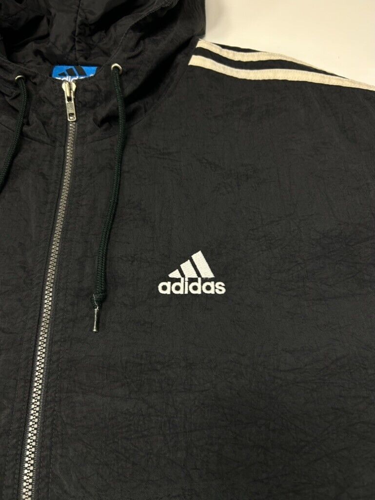 Vintage 90s Adidas Team Embroidered Logo Insulated Full Zip Jacket Size XL Black