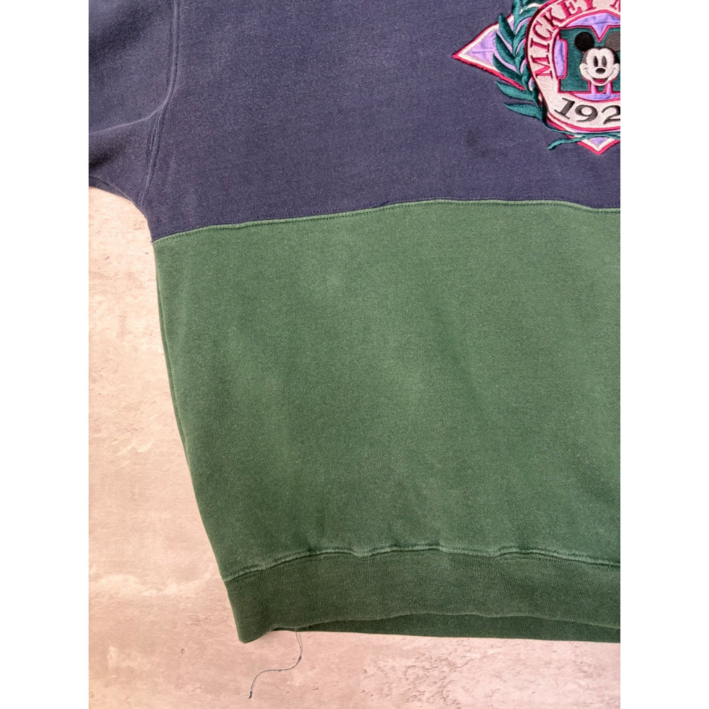 Vintage 90s Disney Mickey Mouse 1928 Embroidered Crest Sweatshirt Size XL