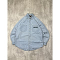 Vintage Harley Davidson Embroidered Light Wash Denim Button Up Shirt Size Large