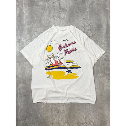 Vintage 80s/90s Bahama Mama Cartoon Cat Beach Graphic T-Shirt Size Large