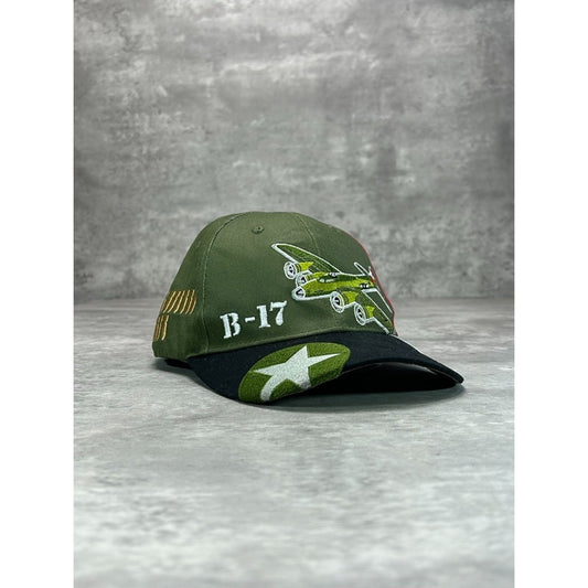 Vintage 90s B-17 War Plane US Air Force Embroidered Strapback Hat OSFA