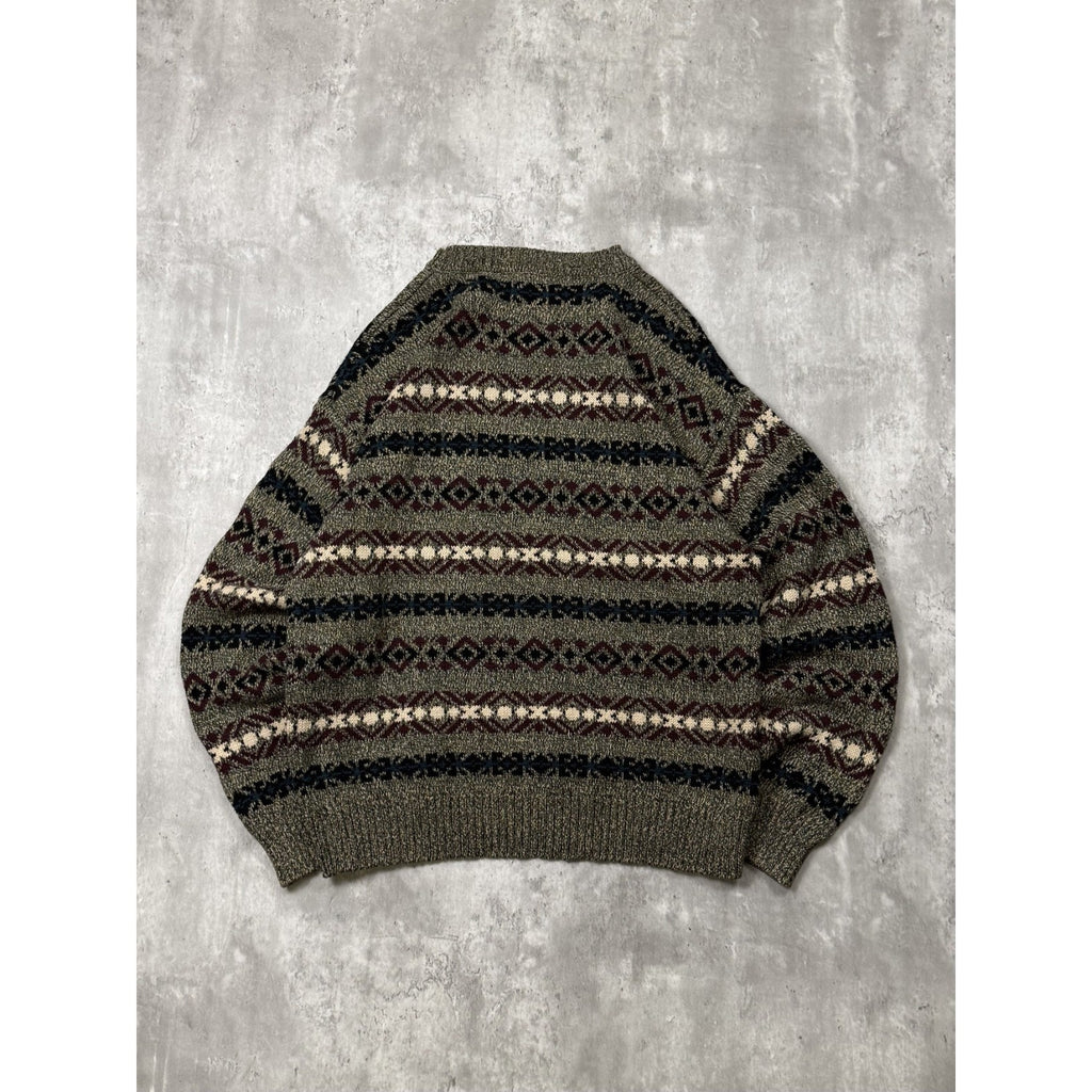 Vintage Jantzen Abstract Pattern Striped Pullover Knit Sweater Size Large