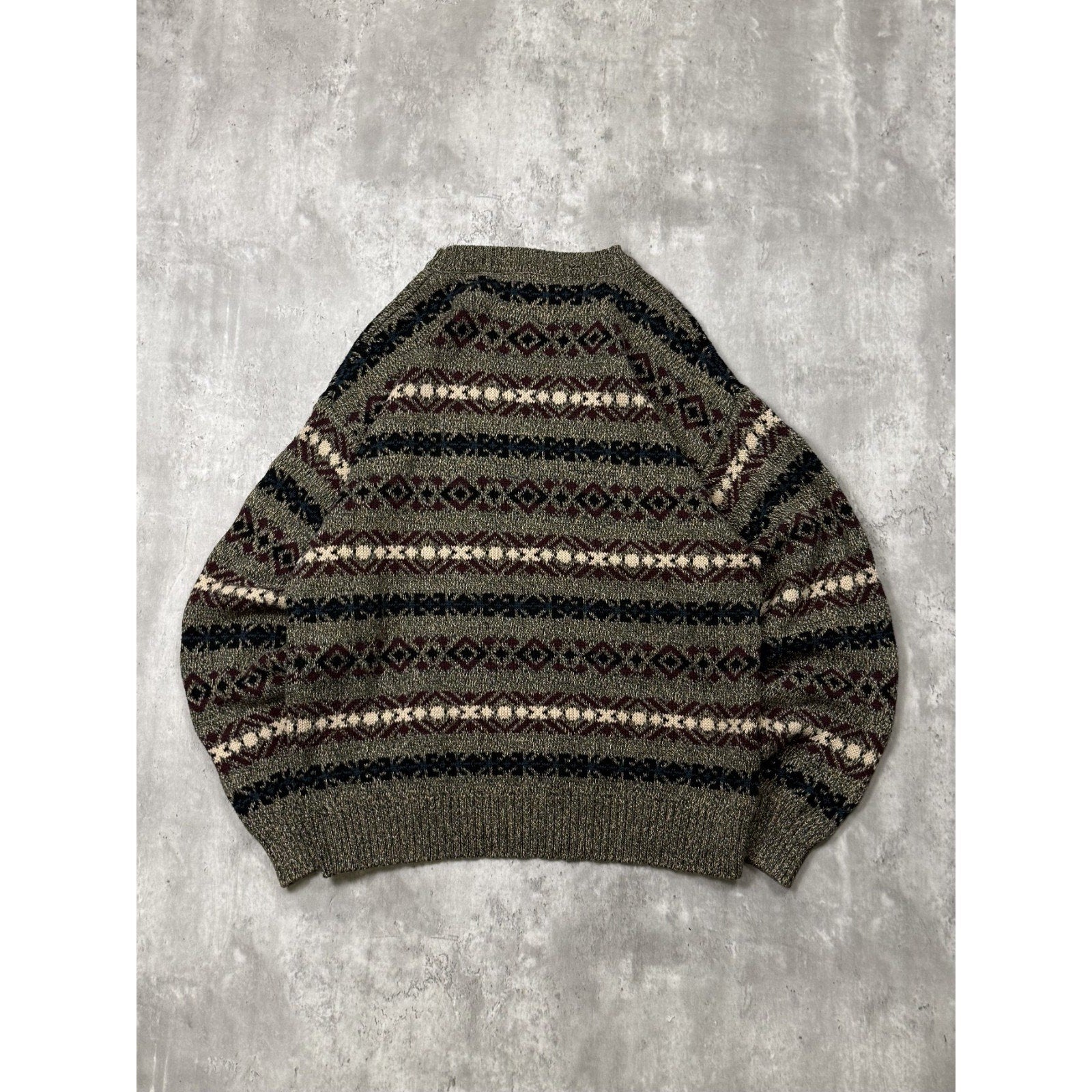 Vintage Jantzen Abstract Pattern Striped Pullover Knit Sweater Size Large