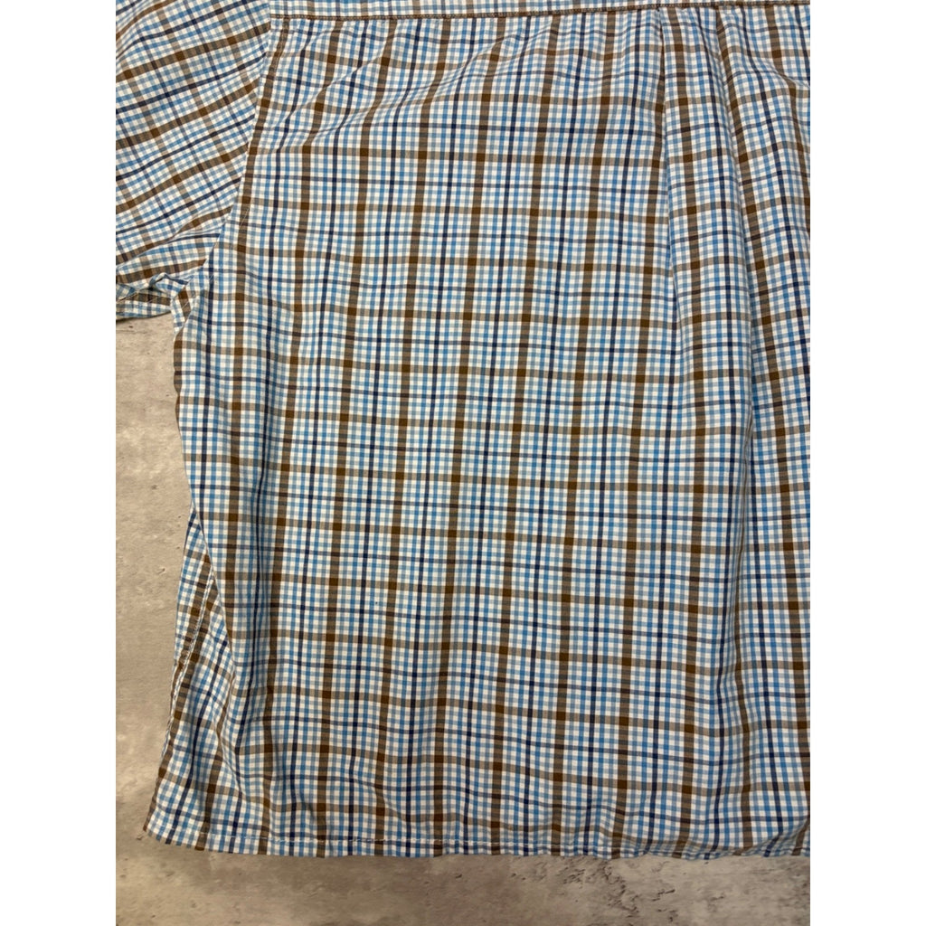 Vintage St. Johns Bay Single Pocket Plaid Cropped Button Up Shirt Size XL