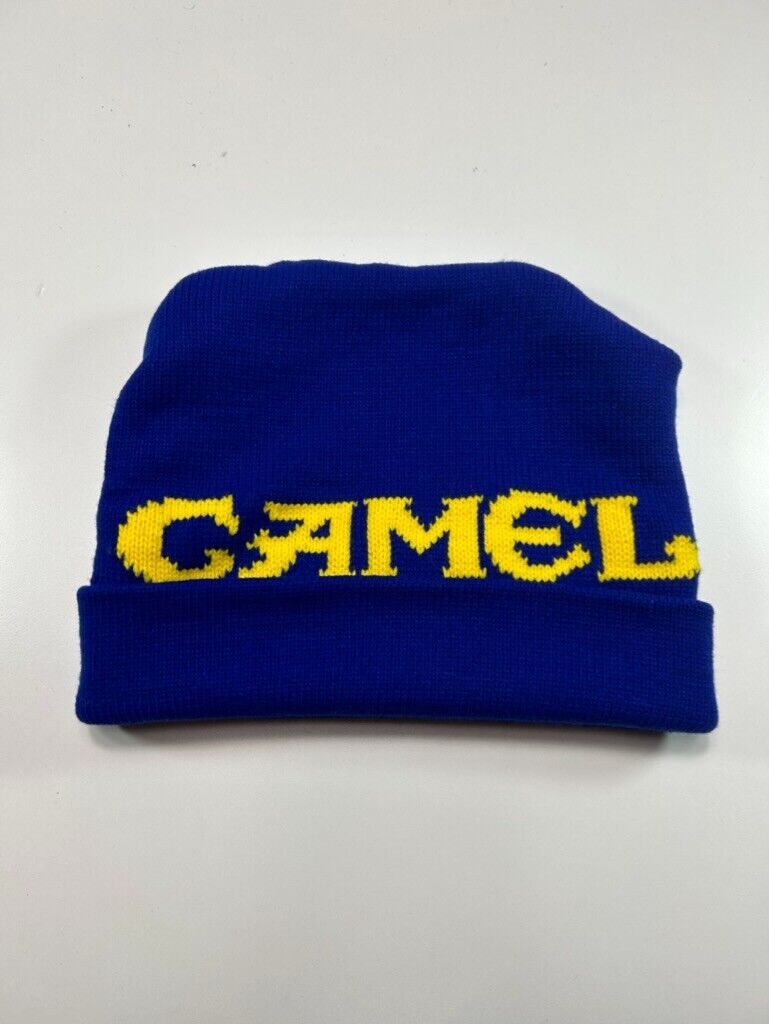 Vintage 90s Camel Cigarettes Graphic Spellout Toque Hat OSFA Blue