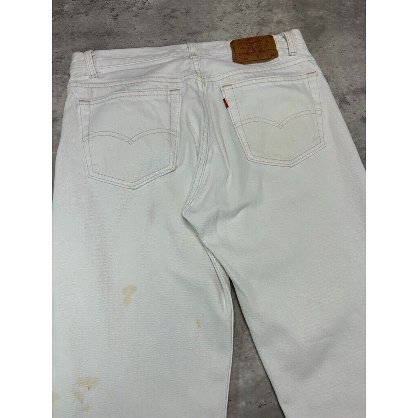 Vintage Levis 501 Red Tab White Denim Pants Size 32 White