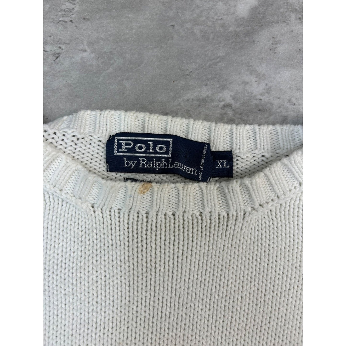 Vintage Polo Ralph Lauren Embroidered Pony Knit Sweater Size XL White