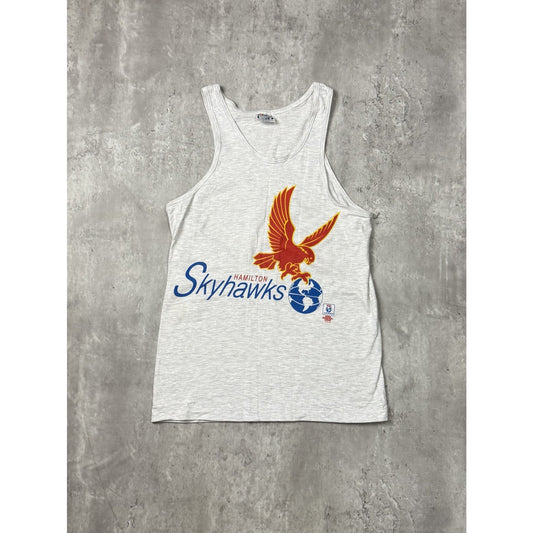 Vintage 1992 Hamilton Skyhawks Basketball Graphic Sleeveless T-Shirt Size Small