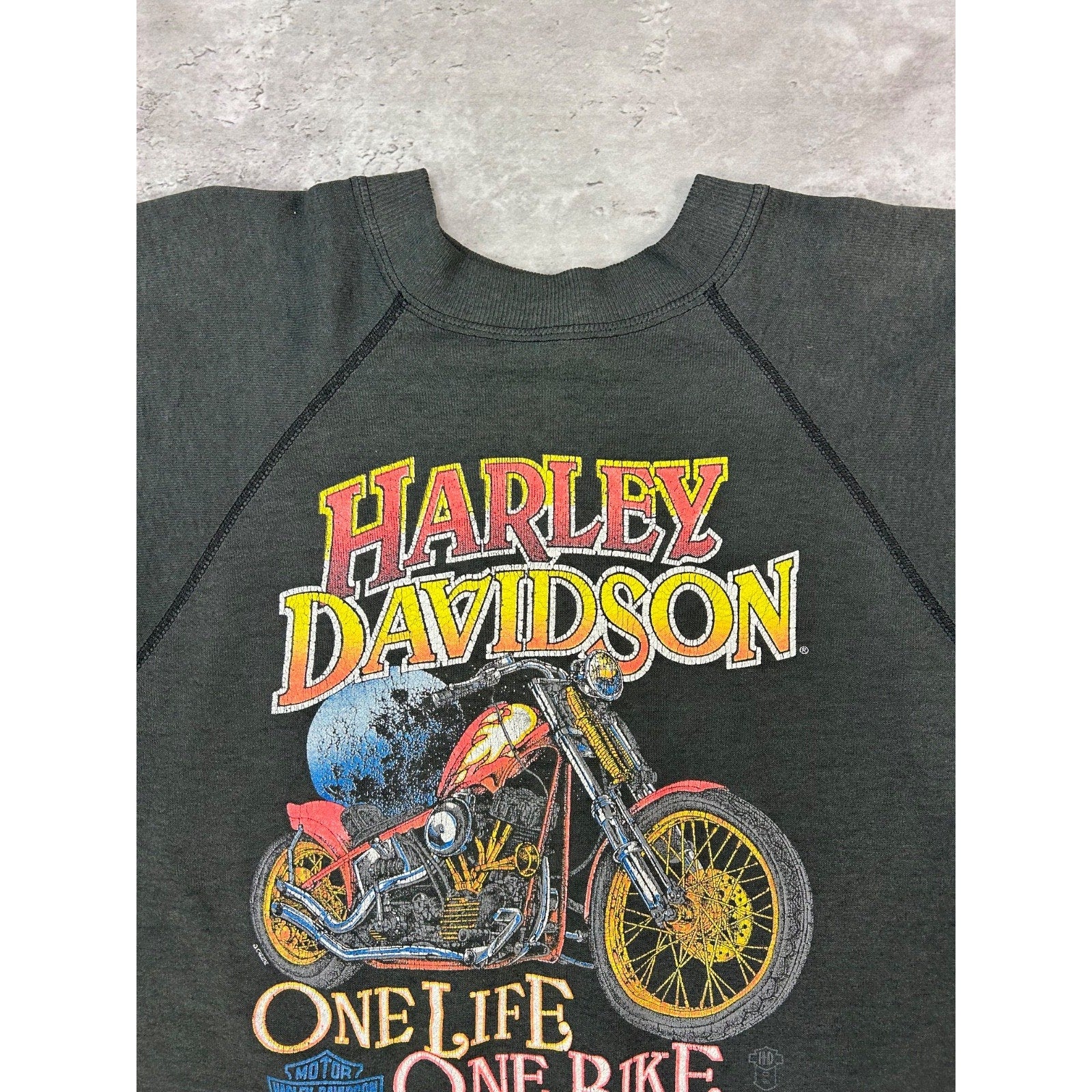Vintage 80s/90s Harley Davidson One Time One Bike Graphic Sweatshirt Size Small