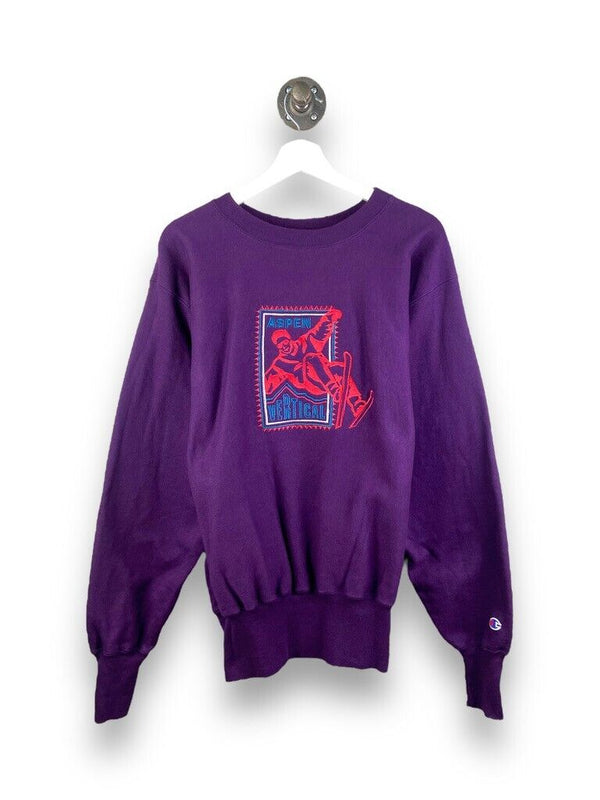 Vintage 90s Champion Reverse Weave Aspen Vertical Sweatshirt Size Large Purple