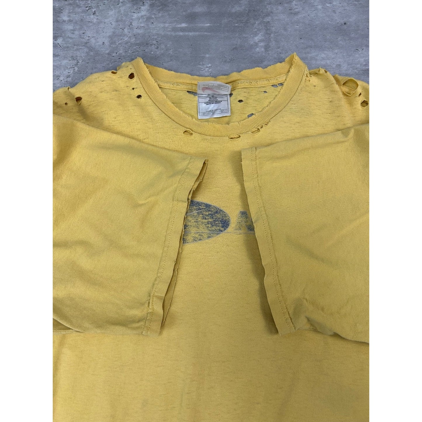 Vintage 90s Nike Swoosh Spellout Graphic Distressed T-Shirt Size XL Yellow