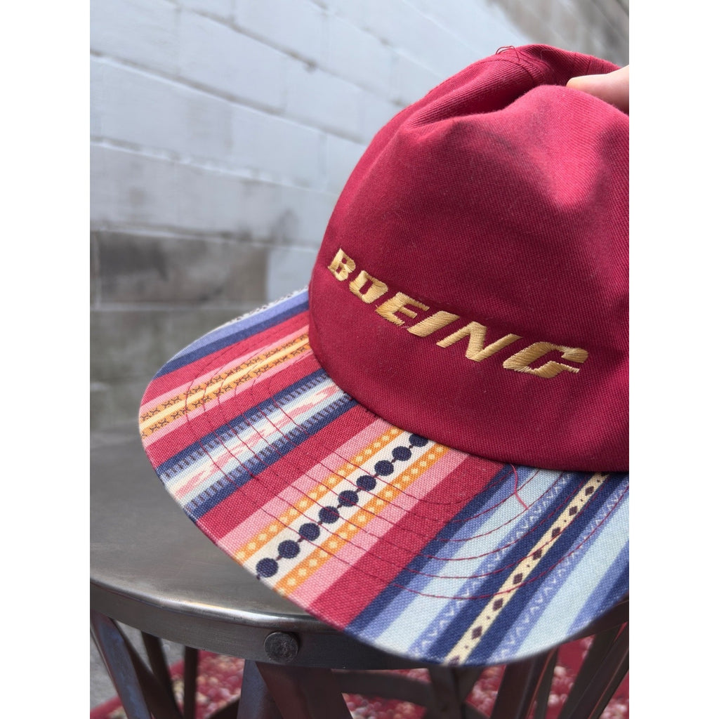Vintage 90s Boeing Embroidered Spellout Snapback Hat OSFA