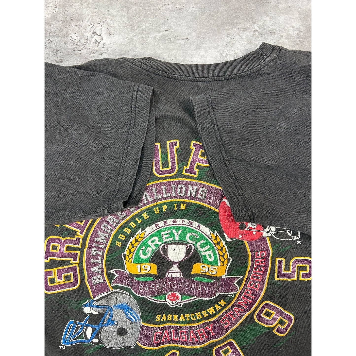 Vintage 1995 CFL Grey Cup Stallions Vs Stampeders Football T-Shirt Size Large