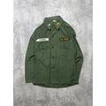 Vintage 1960s US Army OG 107 Patched Military Button Up Shirt Size Medium