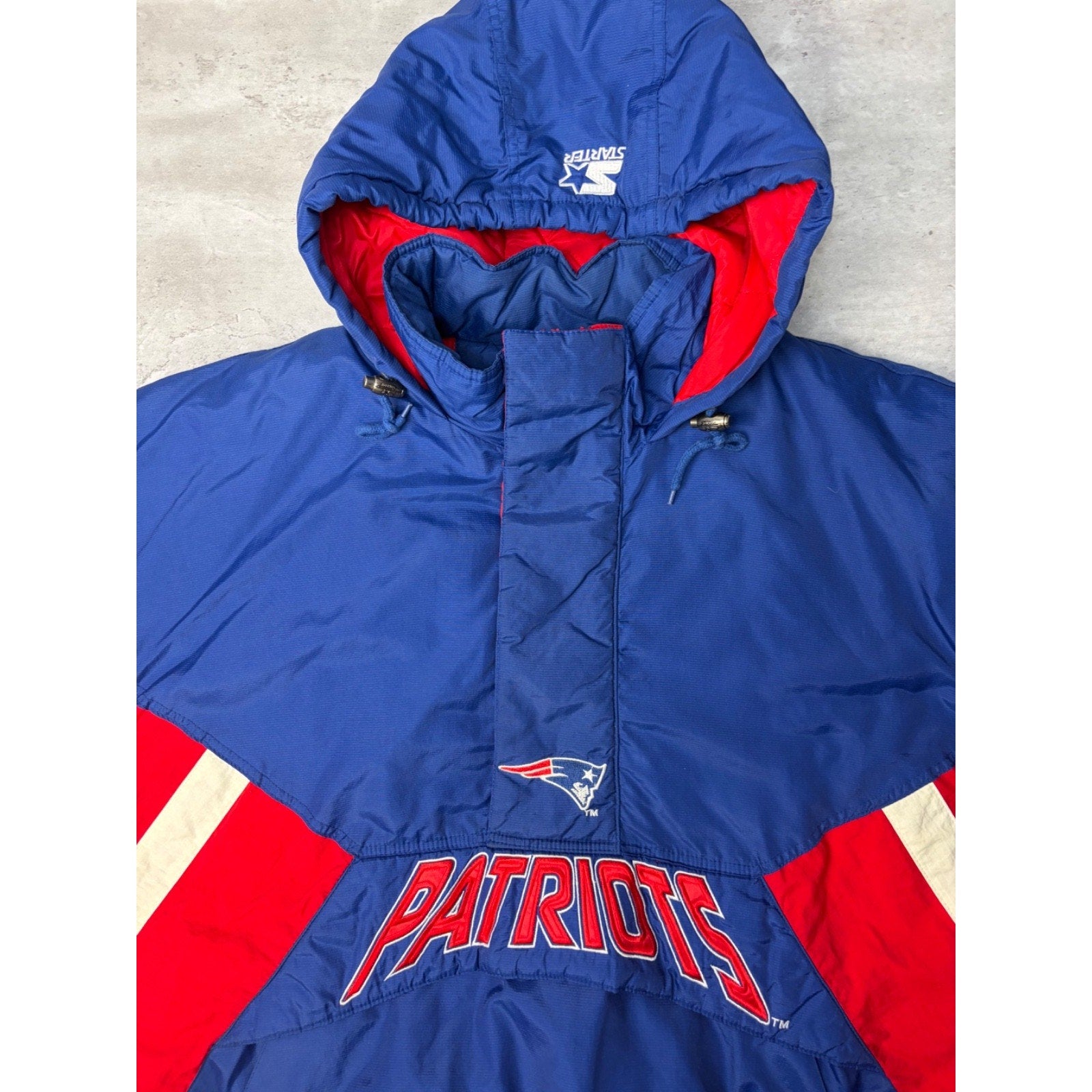 Vintage 90s New England Patriots NFL Starter 1/2 Zip Pullover Jacket Size XL