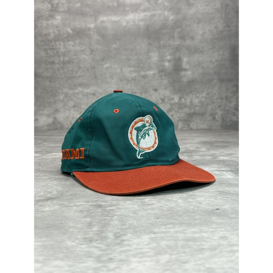 Vintage 90s Miami Dolphins NFL Embroidered Logo Football Snapback Hat OSFA