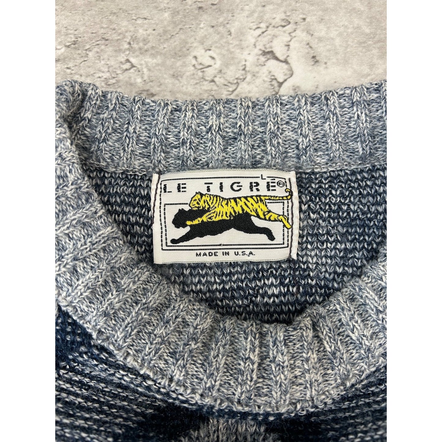 Vintage 90s Abstract Print Pullover Ribbed Knit Sweater Size Large