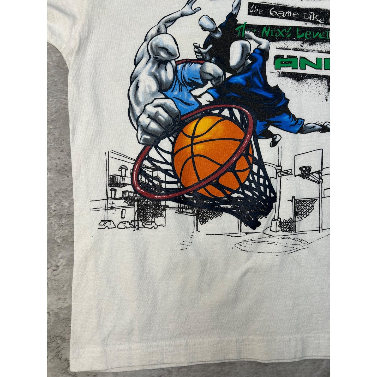 Vintage Y2K AND1 Never Give Up Never Tire Slogan Basketball T-Shirt Size XS