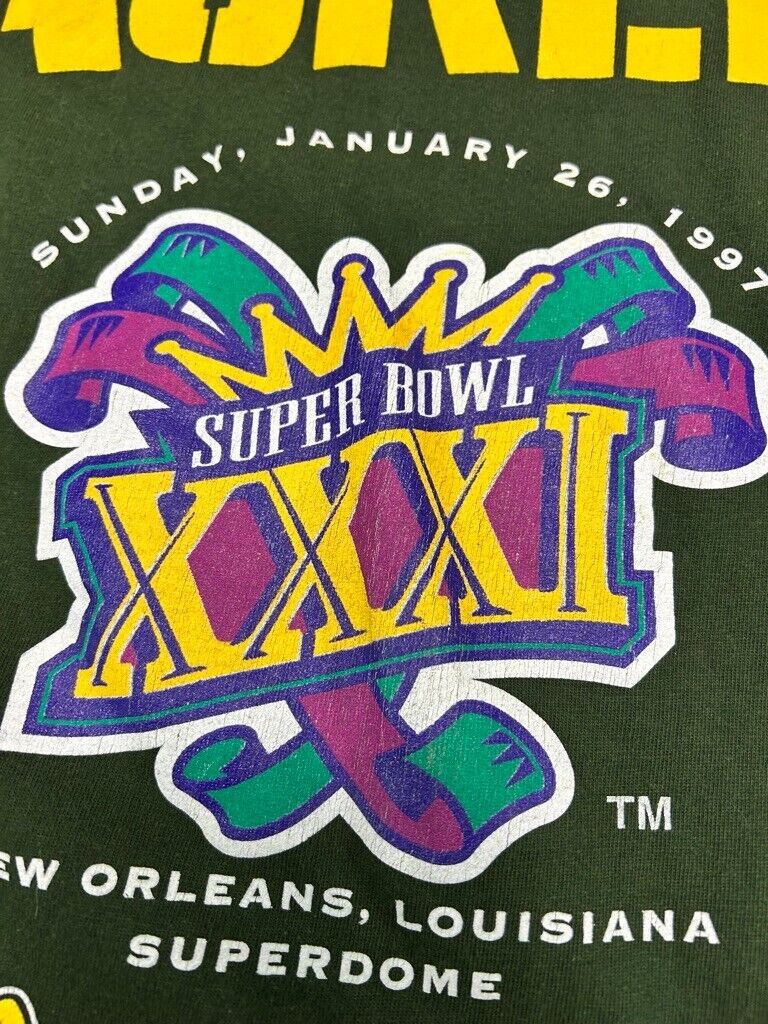 Vintage 1997 Green Bay Packers NFL Super Bowl XXXI Super Bowl T-Shirt Size 2XL