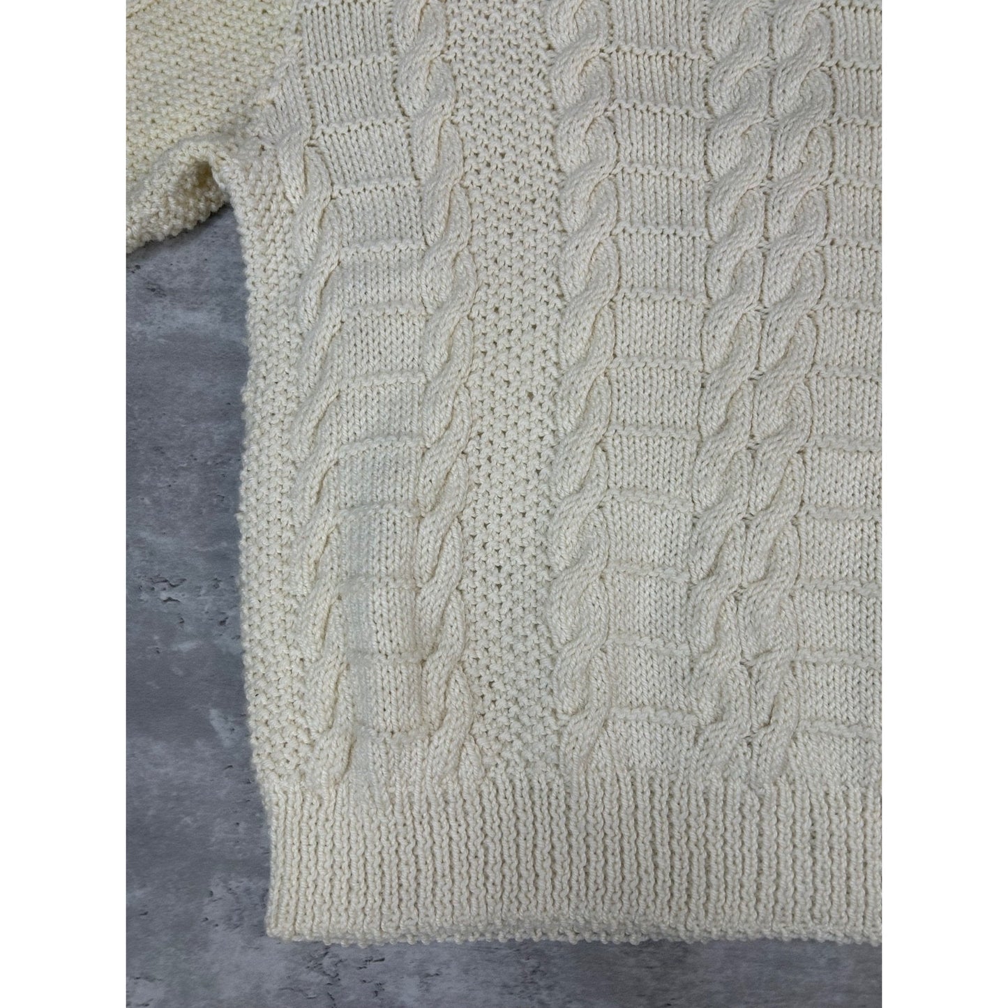 Vintage 90s Cable Knit Pullover Sweater Size XL Beige